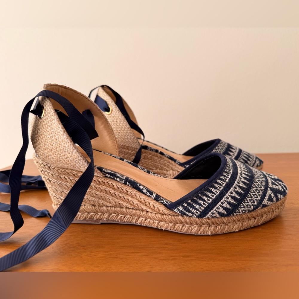 Schultz Navy Espadrille Wedge Sandals